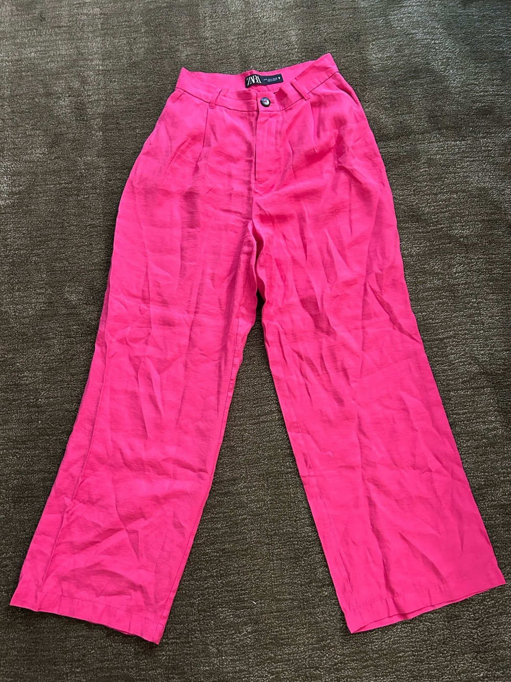 Zara Hot Pink Wide Leg Pants | High Rise Statement Trousers Small